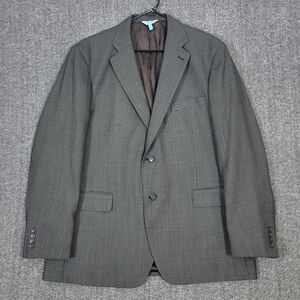 Joseph & Feiss Blazer Mens 46R Brown Houndstooth 2 Button 100% Wool Sport Coat